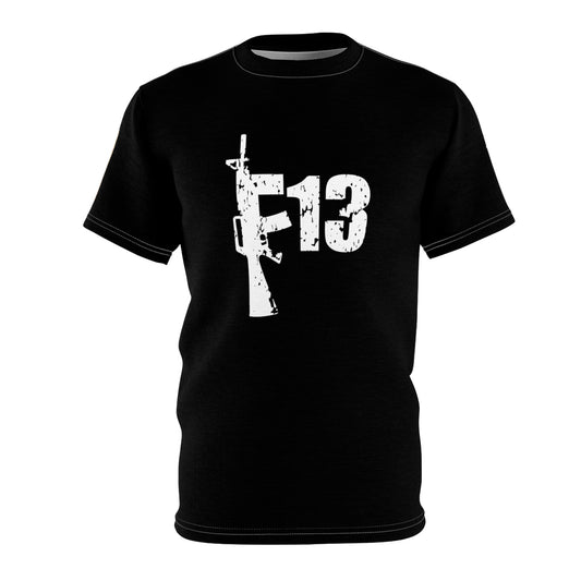 Unisex Cut & Sew Tee (AOP) F13 w flag and rifles on black