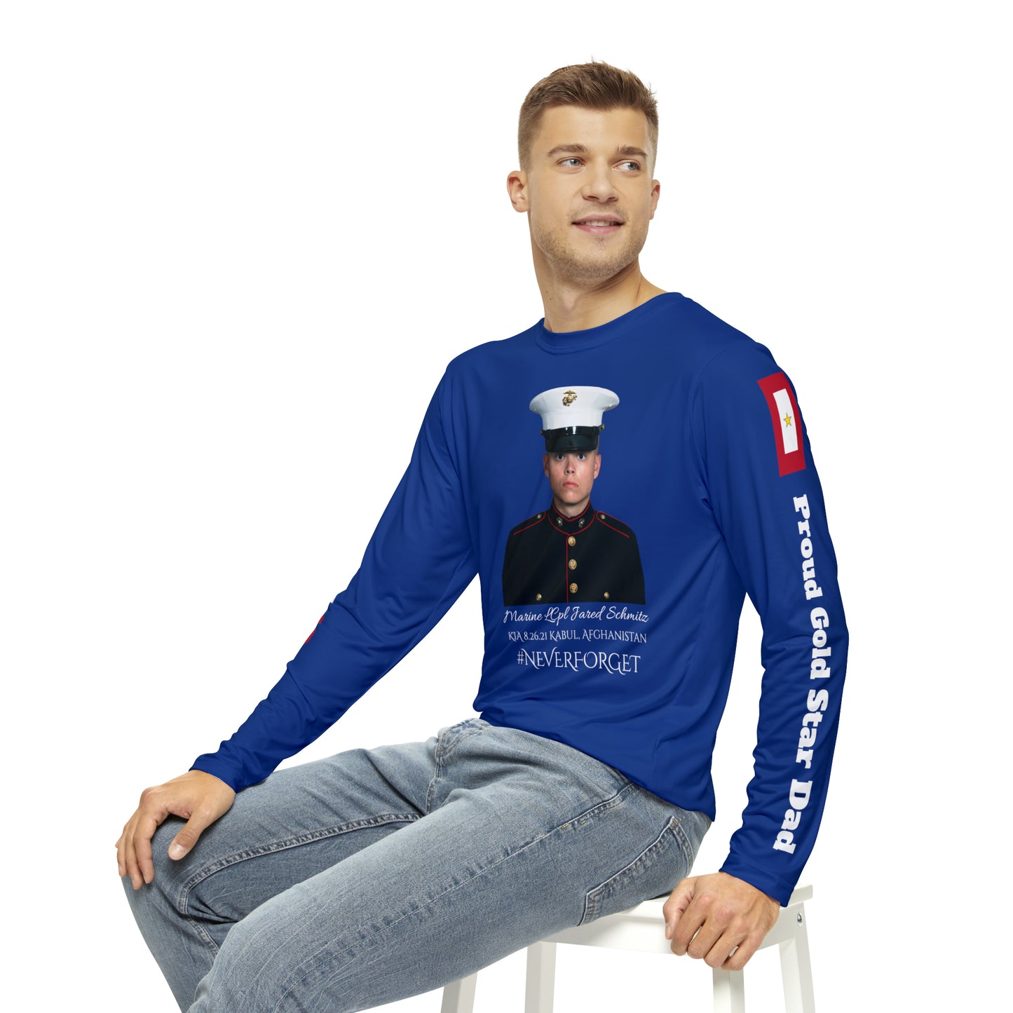 Men's Long Sleeve Shirt (AOP) Gold Star Dad