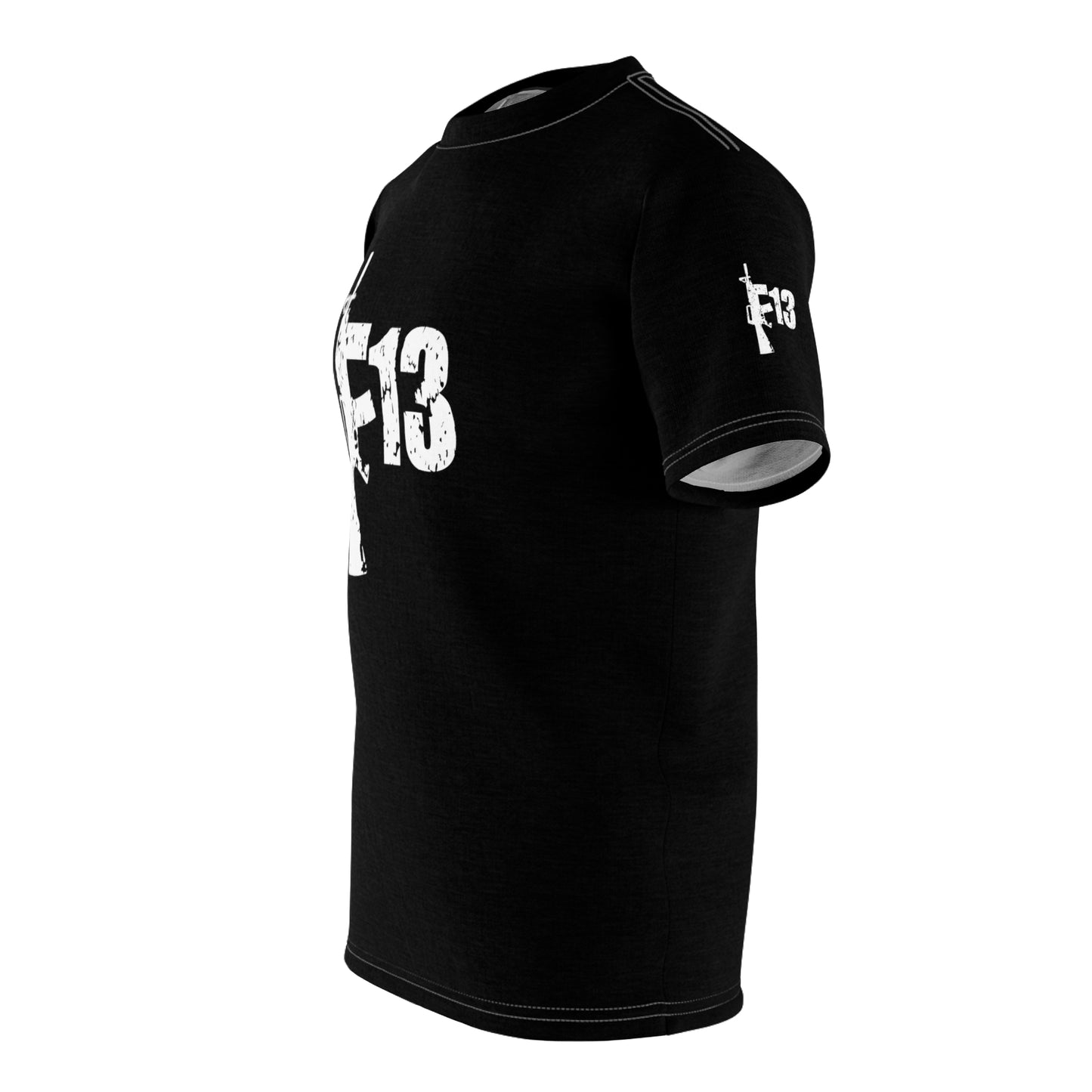 Unisex Cut & Sew Tee (AOP) F13 w flag and rifles on black