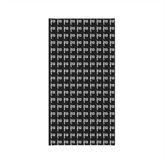 Stylish Lightweight Neck Gaiter with Repeated F3 Pattern on black - Versatile Face Covering for Bikers, Festivals and Outdoor Activities