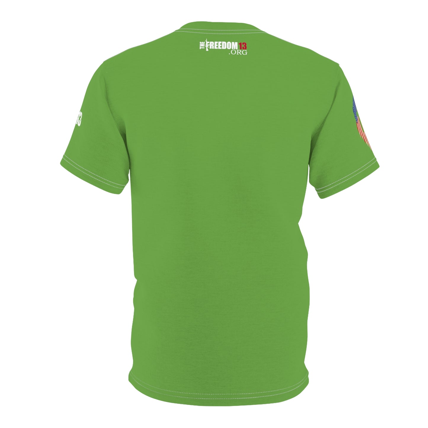 Unisex Cut & Sew Tee (AOP) F13 w flag and rifles on green