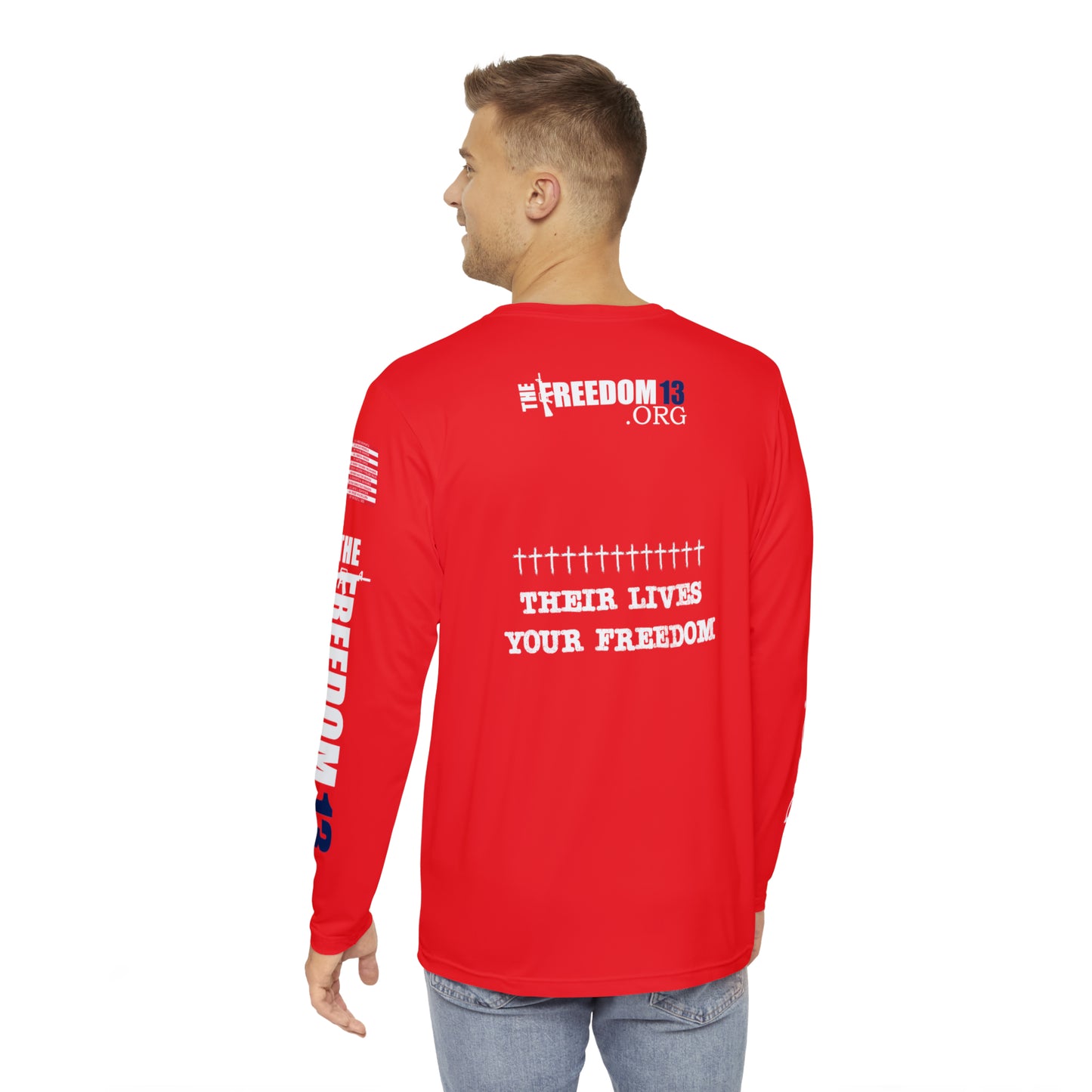 Men's Long Sleeve Shirt (AOP) 13 Angels red