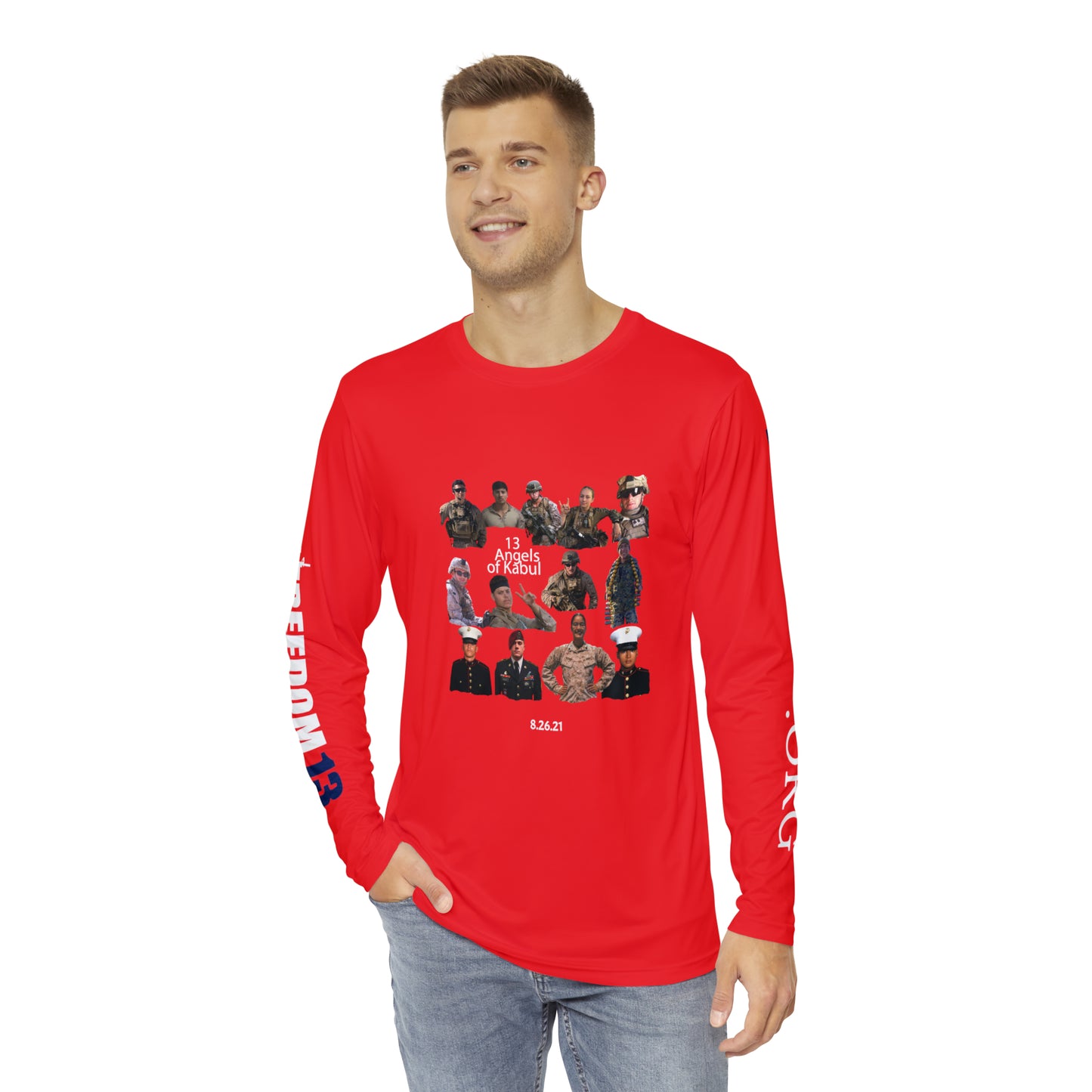 Men's Long Sleeve Shirt (AOP) 13 Angels red