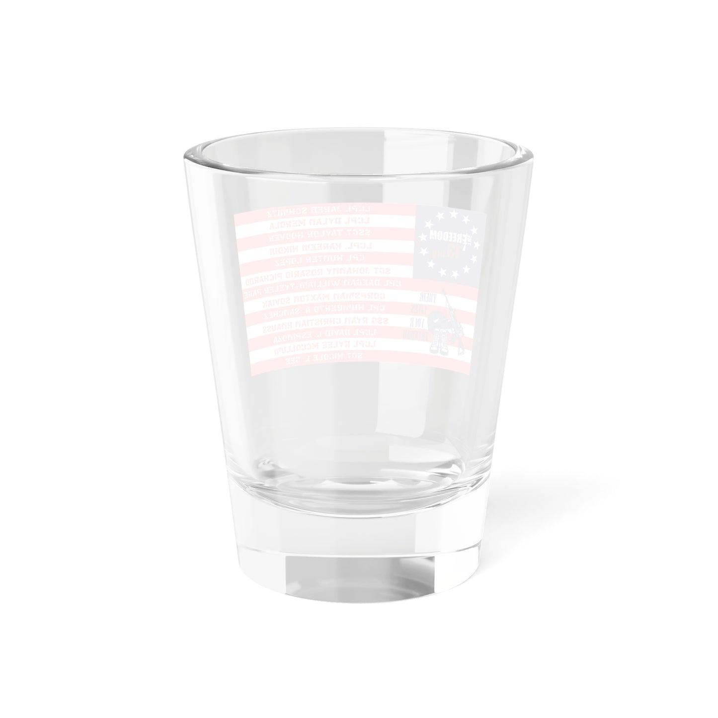 Shot Glass, 1.5oz 13 Heroes Flag w website