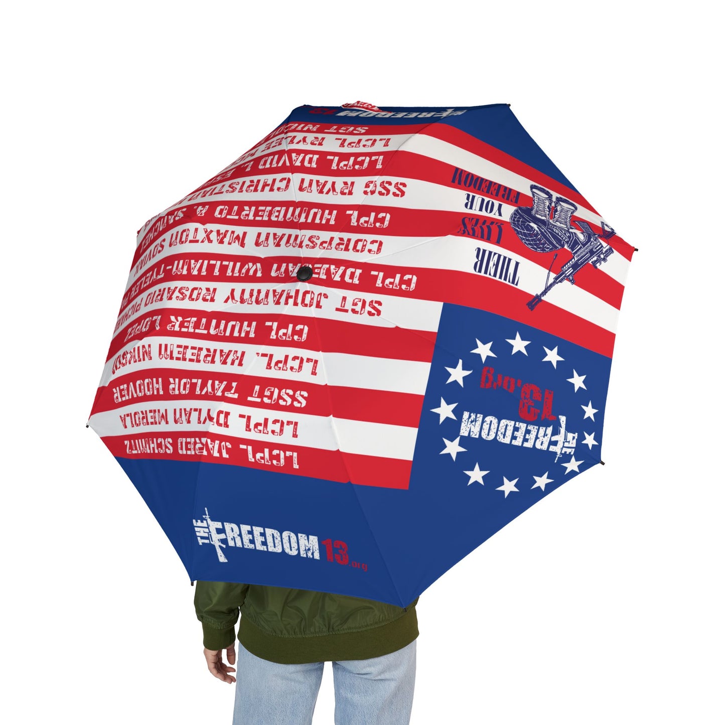 4ft Patriotic Foldable Umbrella - American Flag, Gift for Veterans, Outdoor Gear, Rain or Shine Accessory, Memorial Day