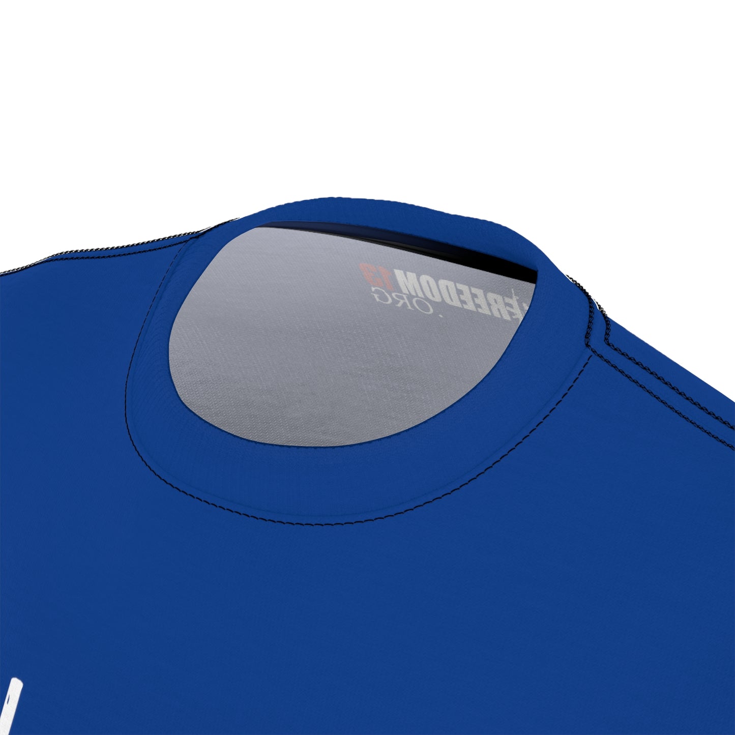 Unisex Cut & Sew Tee (AOP) F13 w flag and rifles on blue