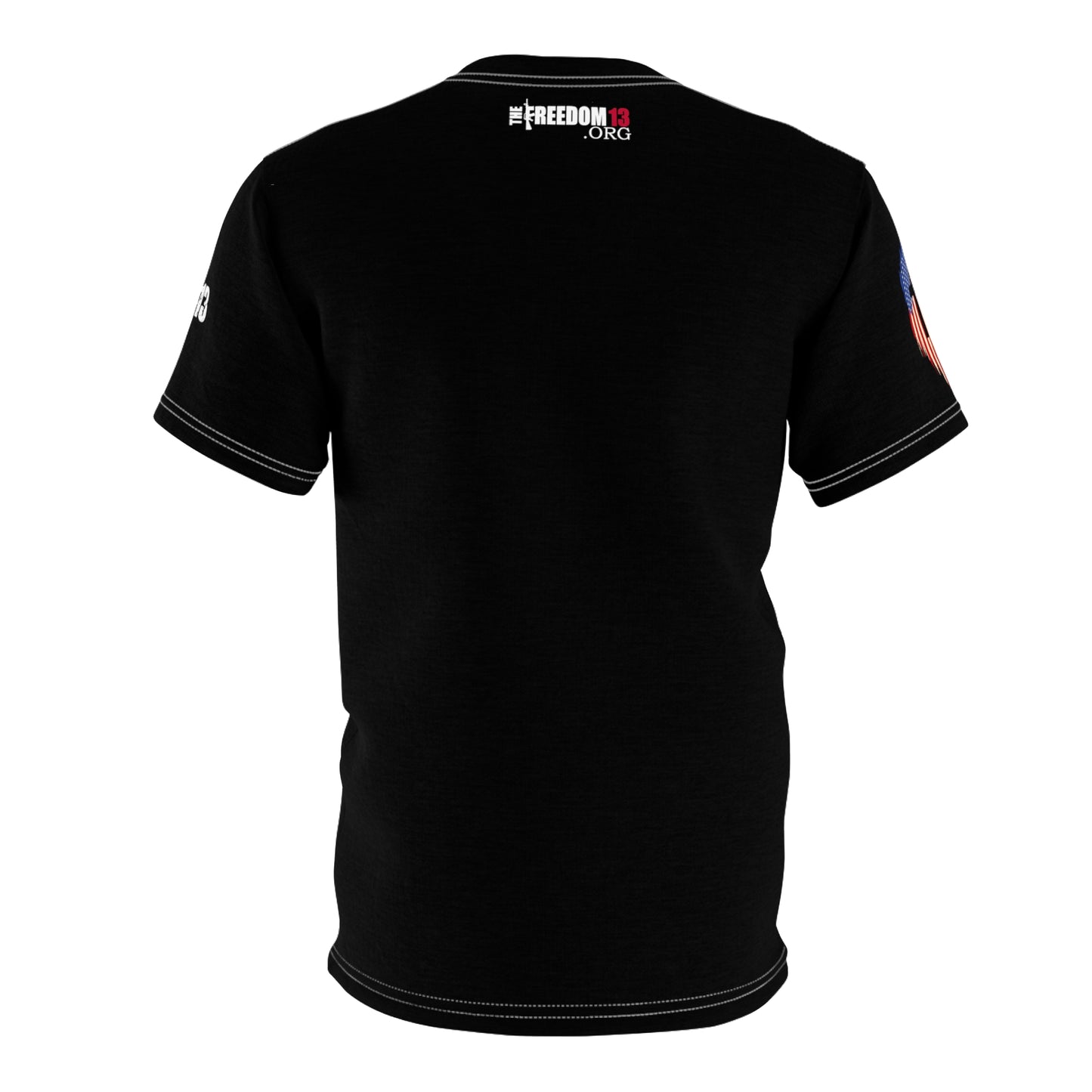 Unisex Cut & Sew Tee (AOP) F13 w flag and rifles on black