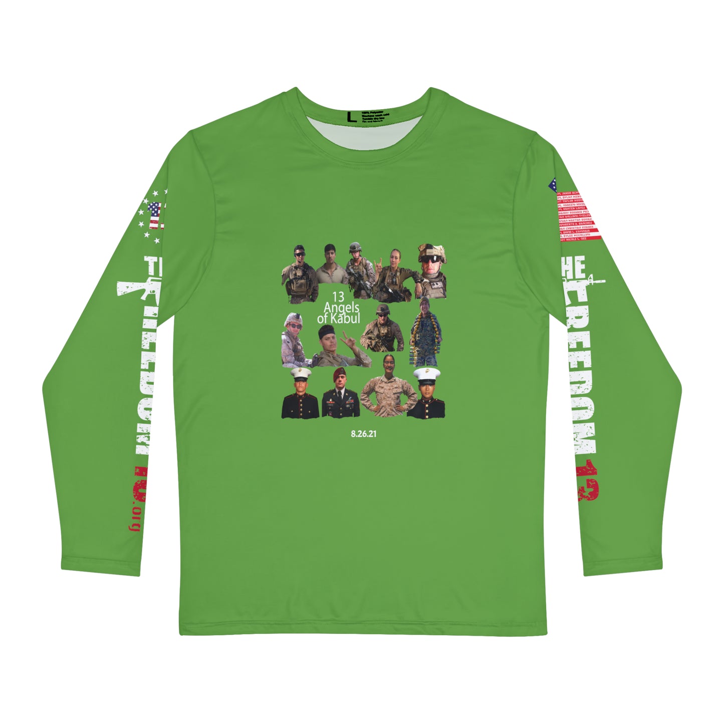 Men's Long Sleeve Shirt (AOP) 13 Angels green w white
