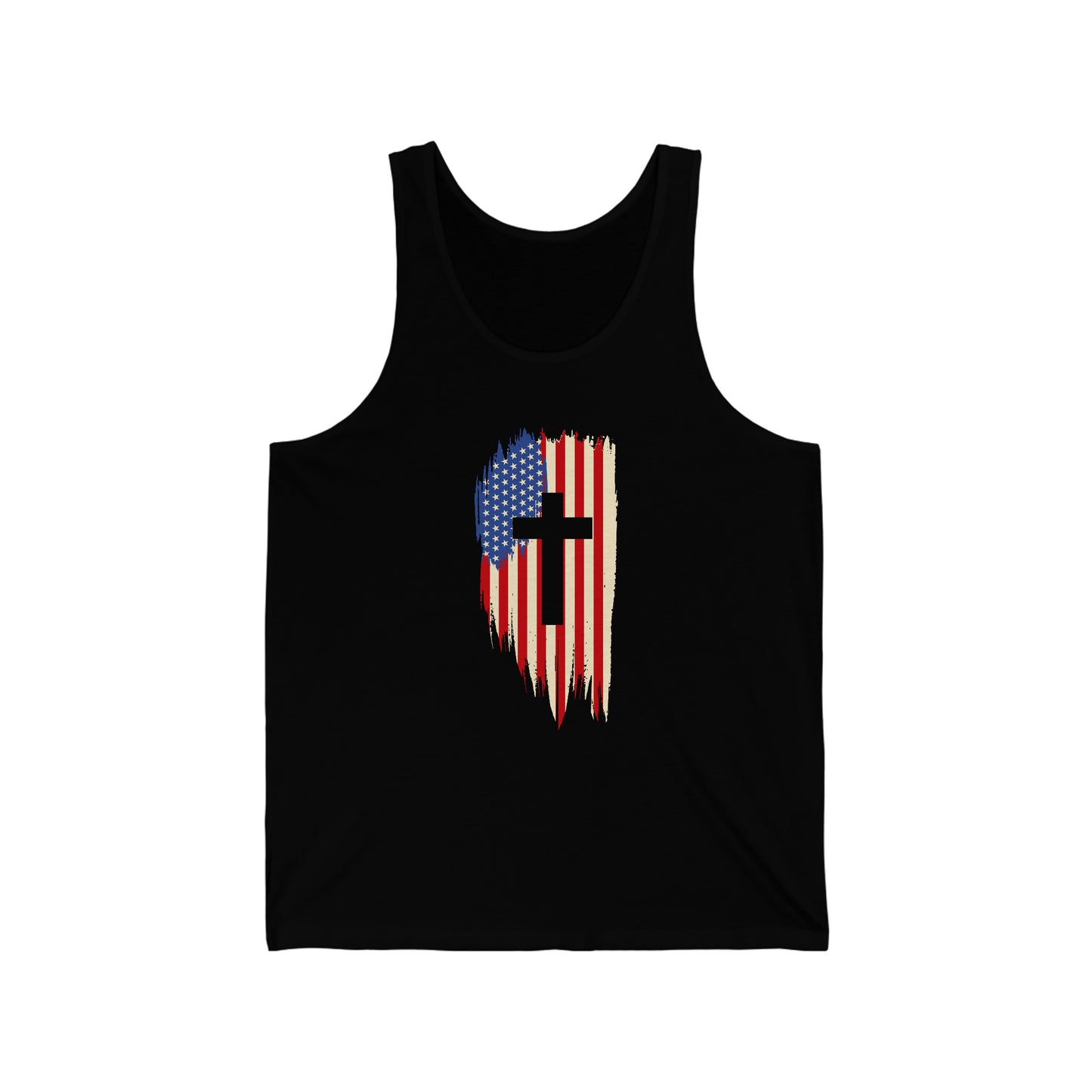 Unisex Jersey Tank Patriot Collection flag cross on dark