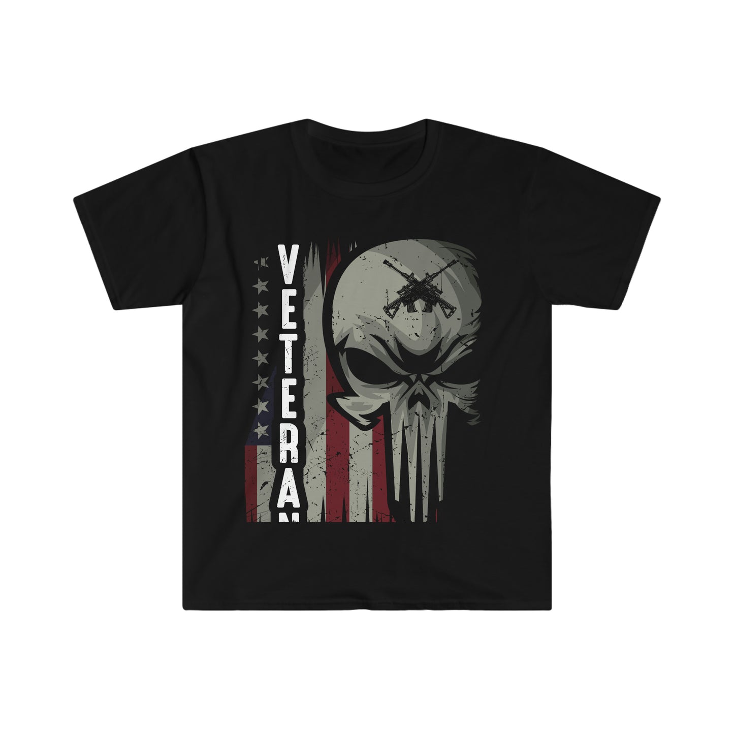 Unisex Softstyle T-Shirt Patriot Collection "veteran skull" multiple dark