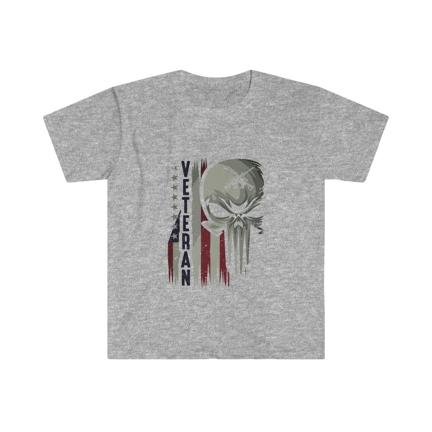 Unisex Softstyle T-Shirt Patriot Collection "veteran skull" light