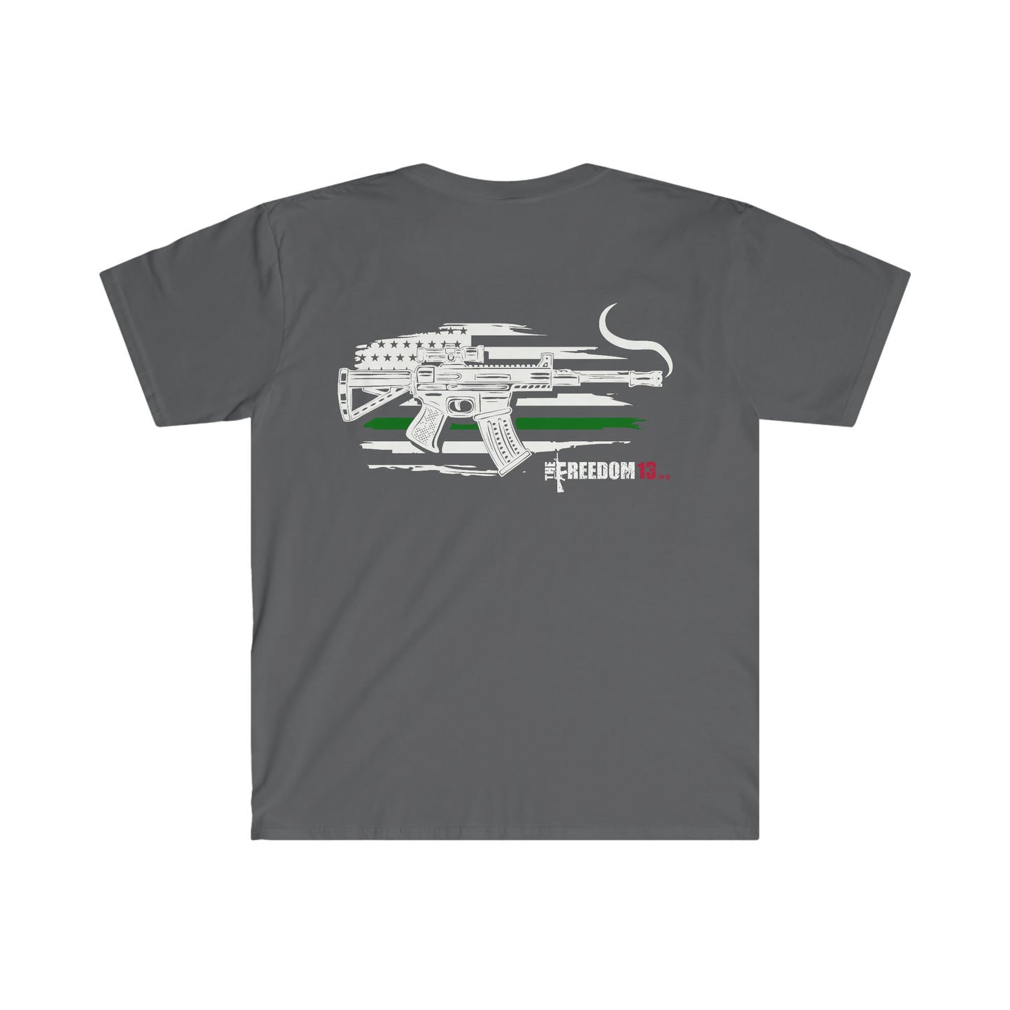 Unisex Softstyle T-Shirt Patriot Collection thin green line white on dark