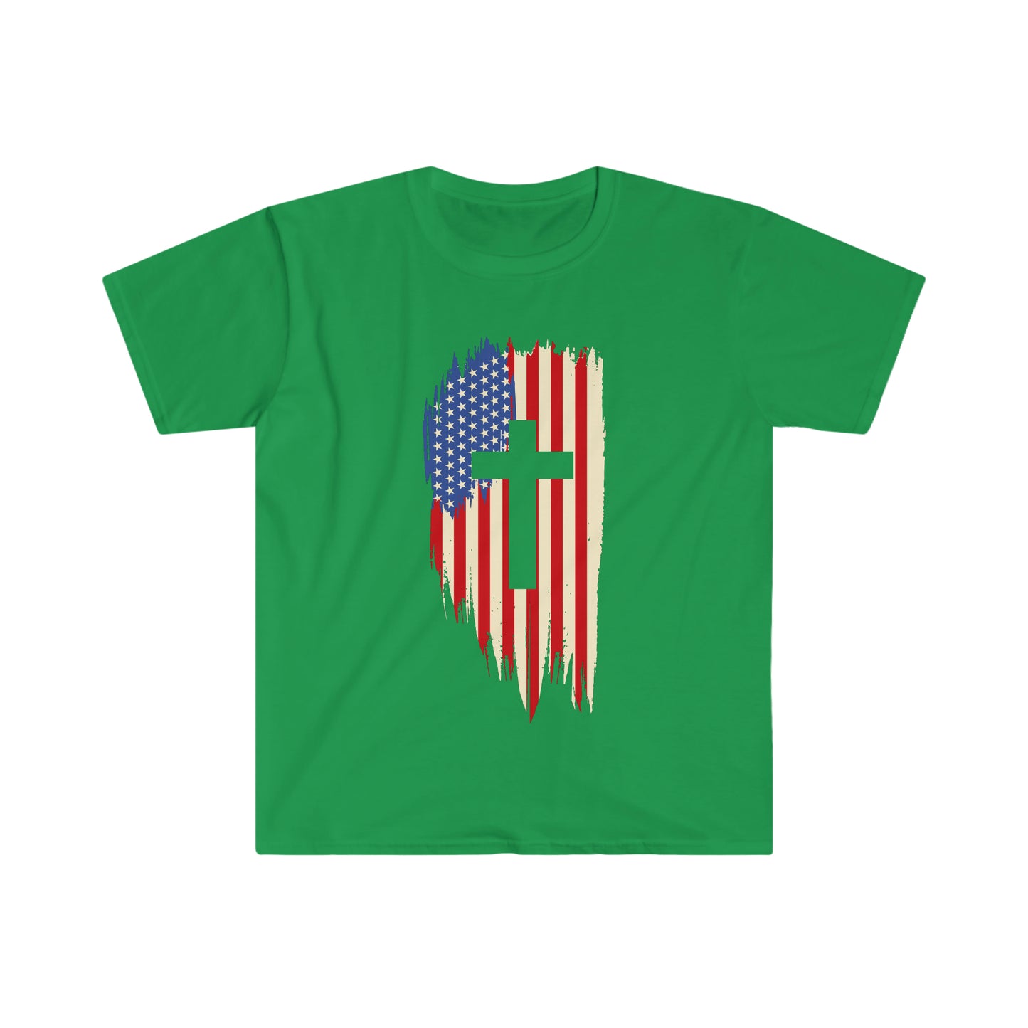 Unisex Softstyle T-Shirt Patriot Collection flag cross light