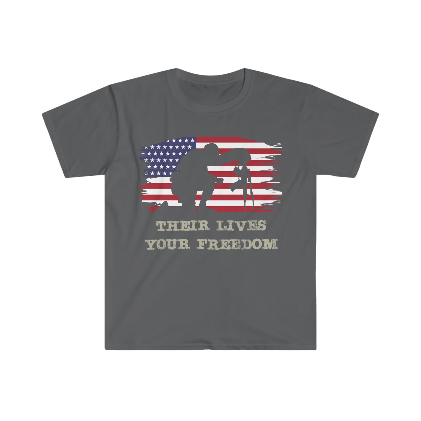 Unisex Softstyle T-Shirt Patriot Collection bent knee on multiple dark