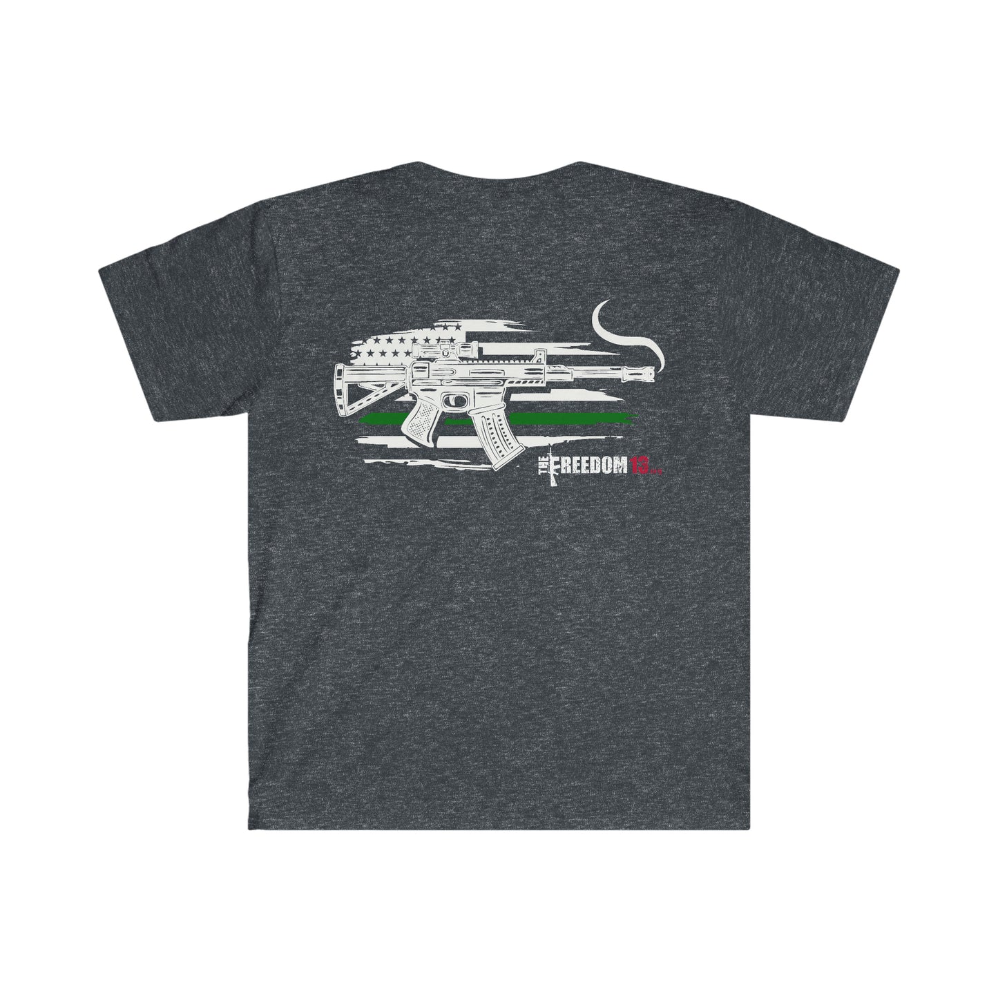 Unisex Softstyle T-Shirt Patriot Collection thin green line white on dark