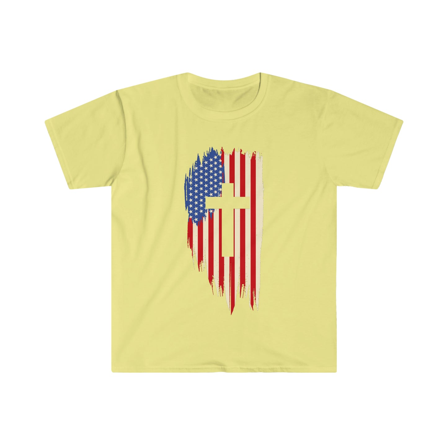 Unisex Softstyle T-Shirt Patriot Collection flag cross light