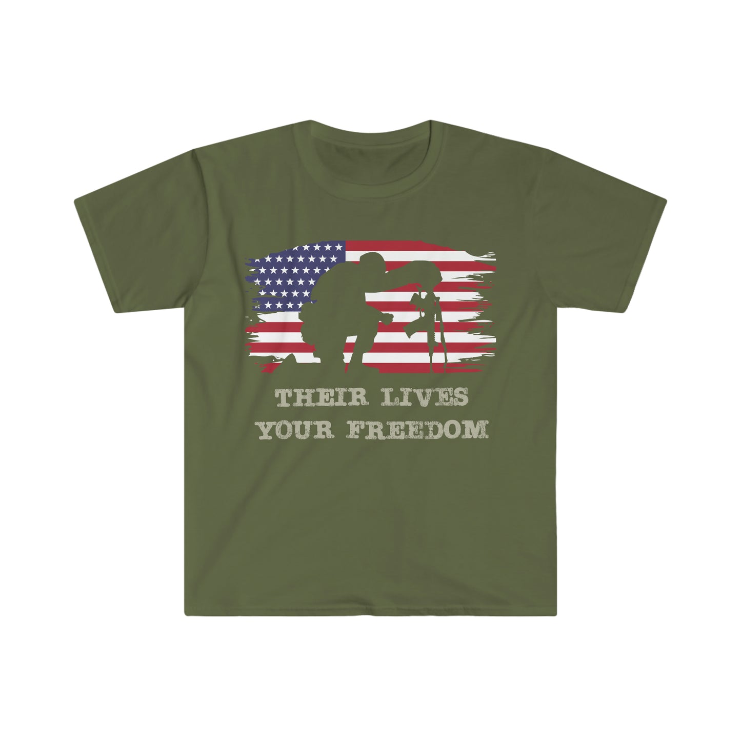 Unisex Softstyle T-Shirt Patriot Collection bent knee on multiple dark