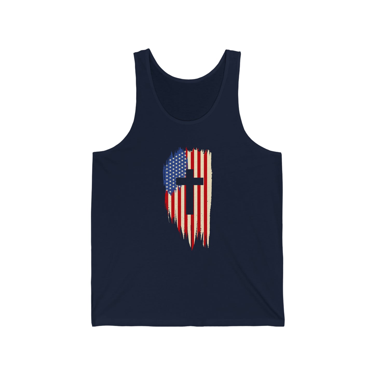 Unisex Jersey Tank Patriot Collection flag cross on dark