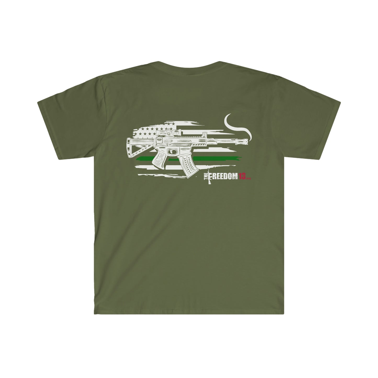 Unisex Softstyle T-Shirt Patriot Collection thin green line white on dark
