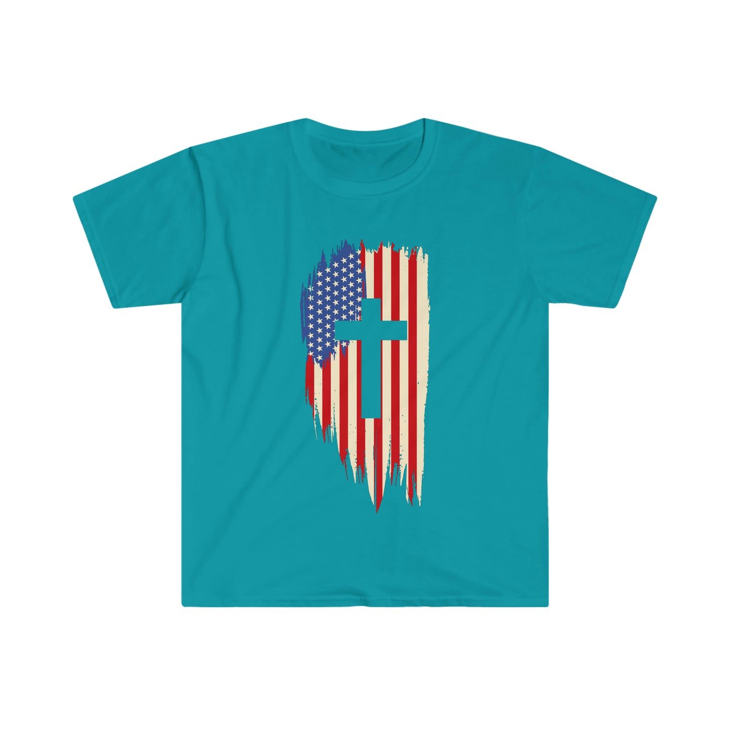 Unisex Softstyle T-Shirt Patriot Collection flag cross light