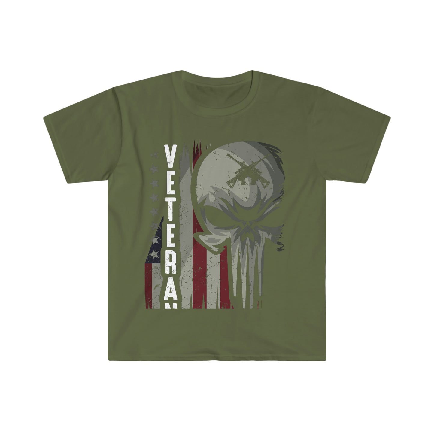 Unisex Softstyle T-Shirt Patriot Collection "veteran skull" multiple dark