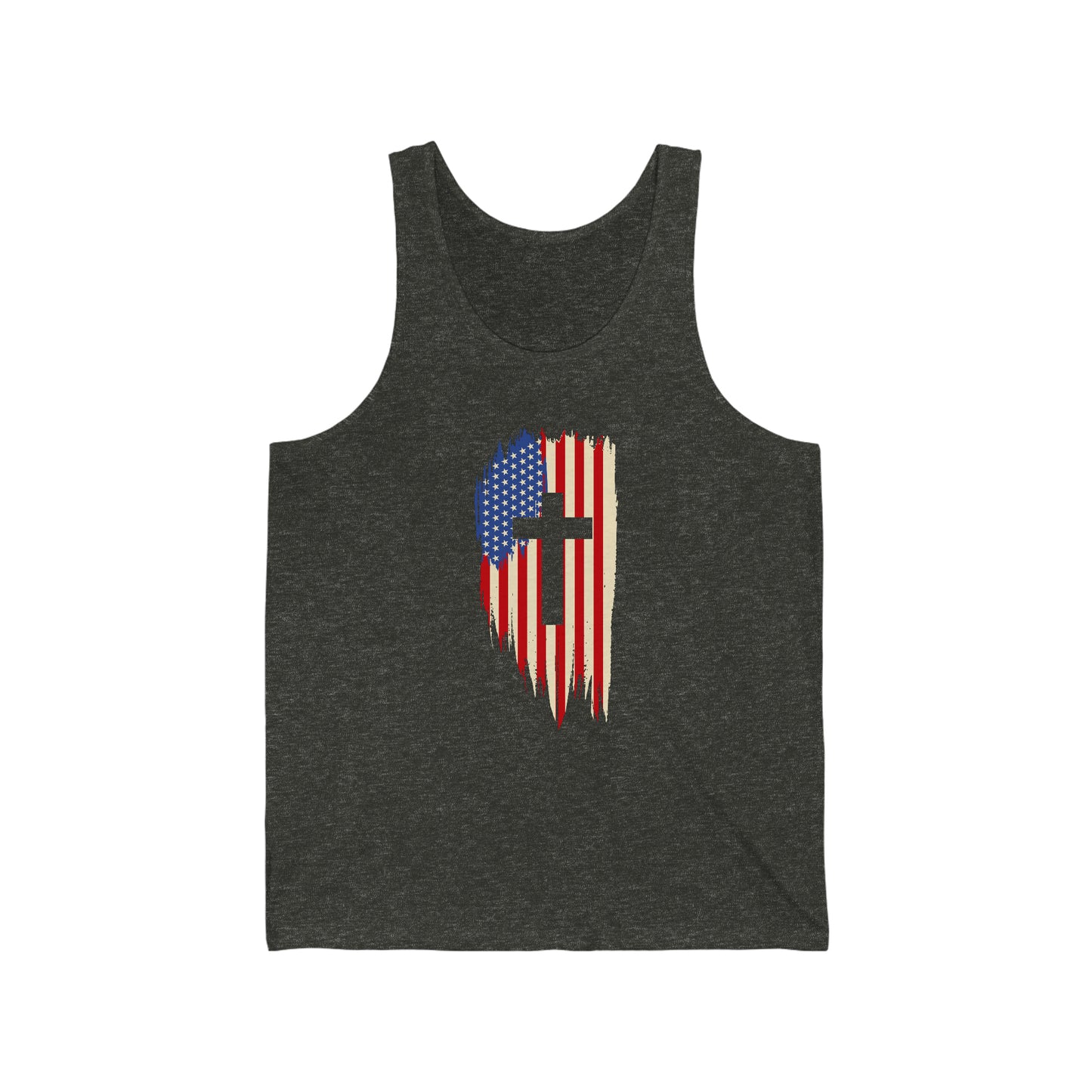 Unisex Jersey Tank Patriot Collection flag cross on dark