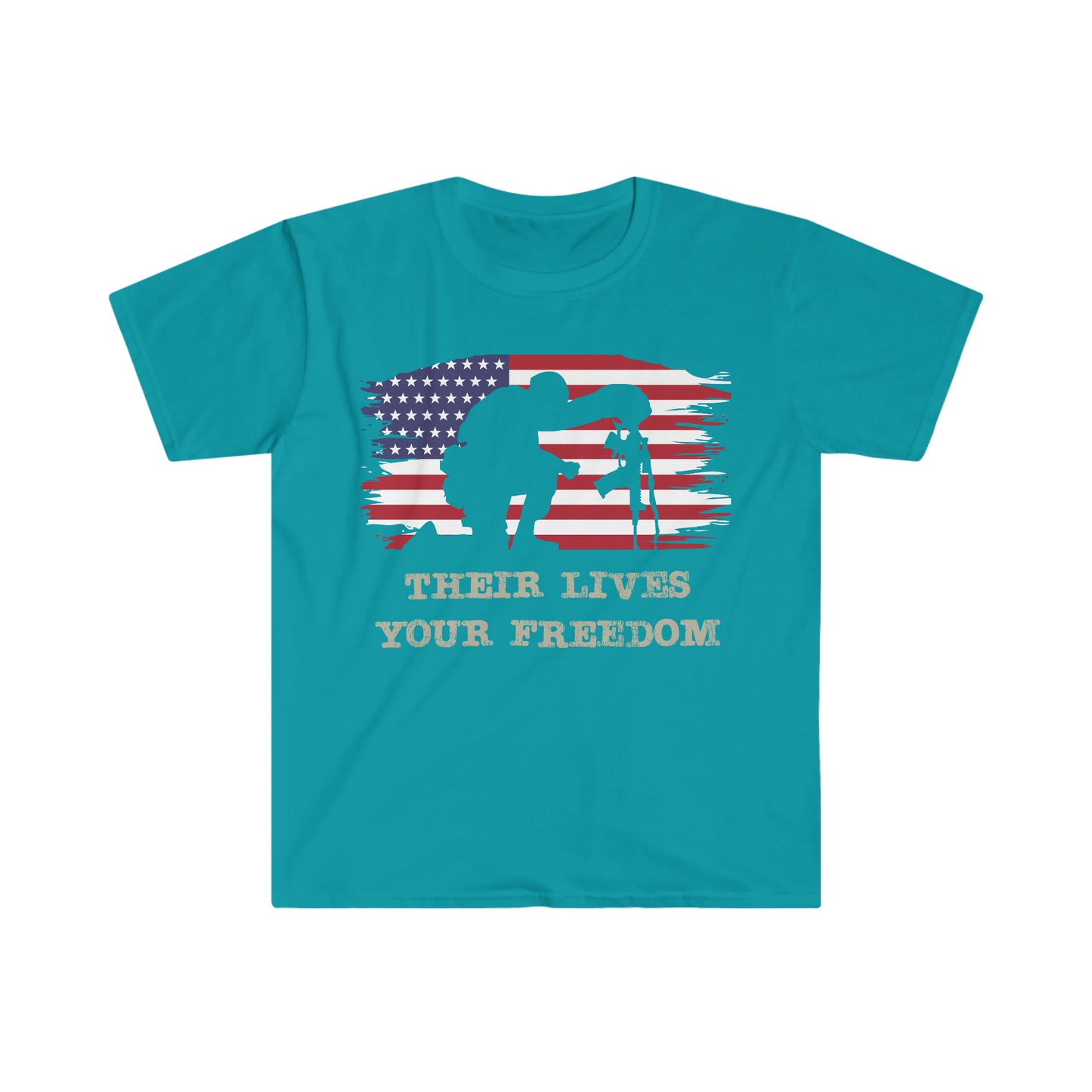 Unisex Softstyle T-Shirt Patriot Collection bent knee on multiple dark