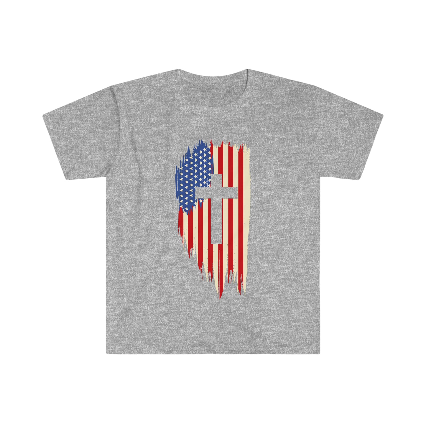 Unisex Softstyle T-Shirt Patriot Collection flag cross light
