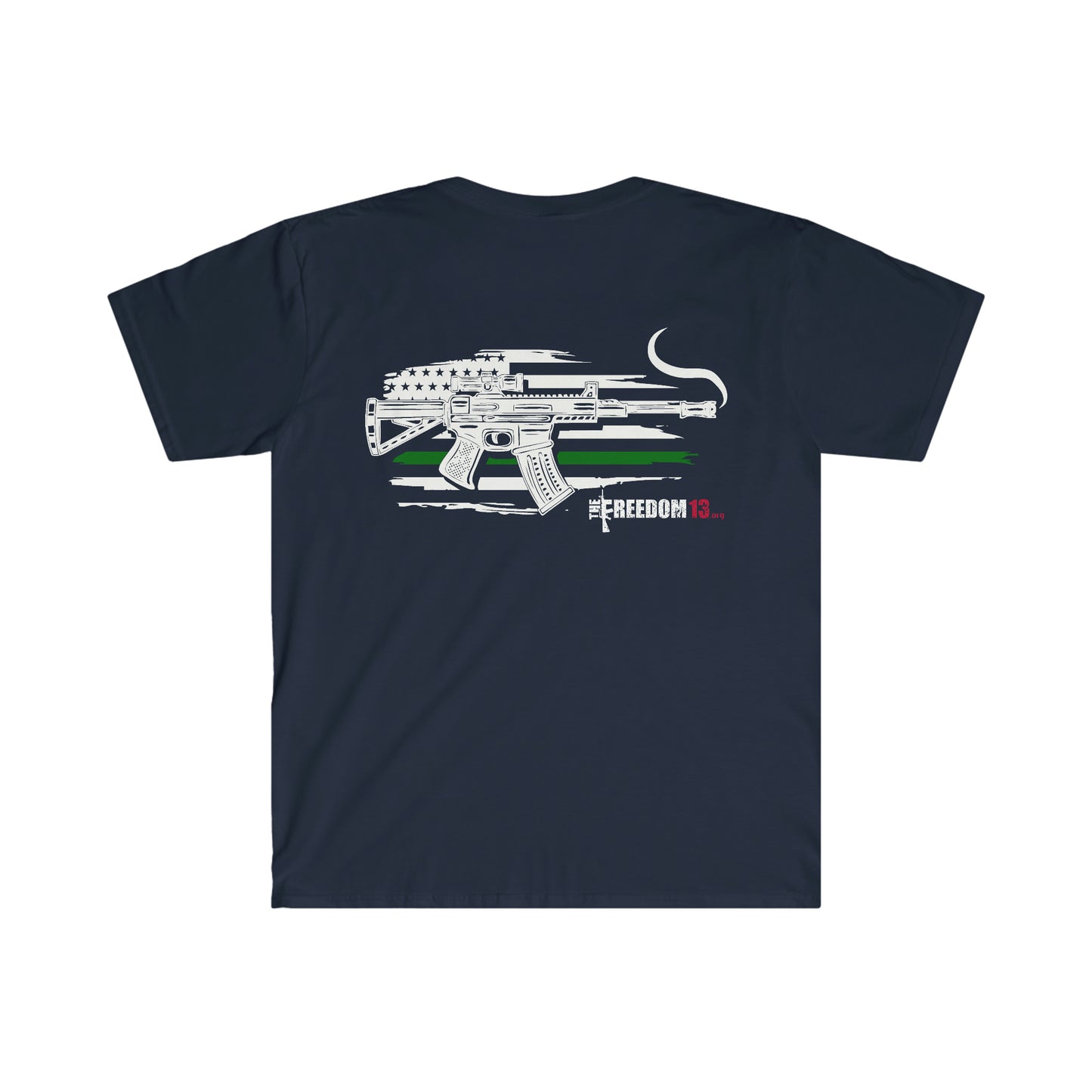 Unisex Softstyle T-Shirt Patriot Collection thin green line white on dark