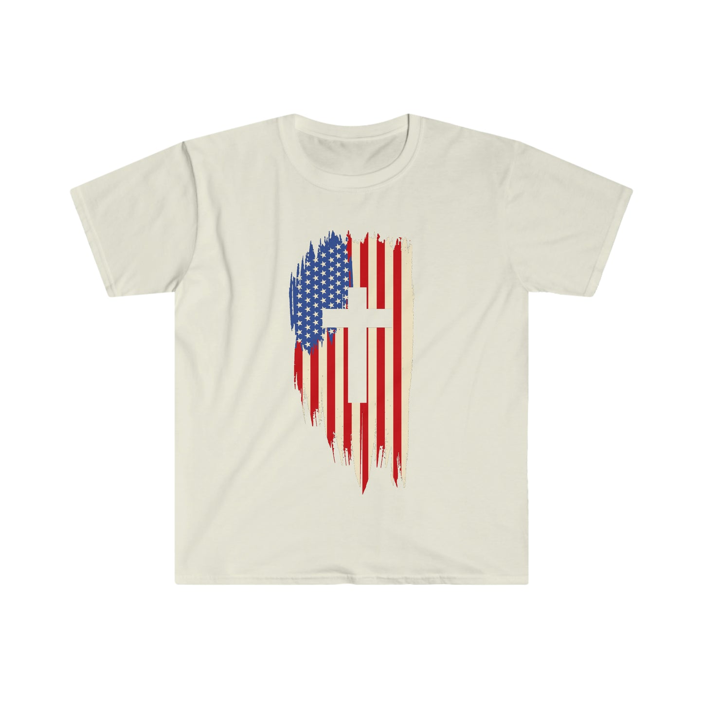 Unisex Softstyle T-Shirt Patriot Collection flag cross light