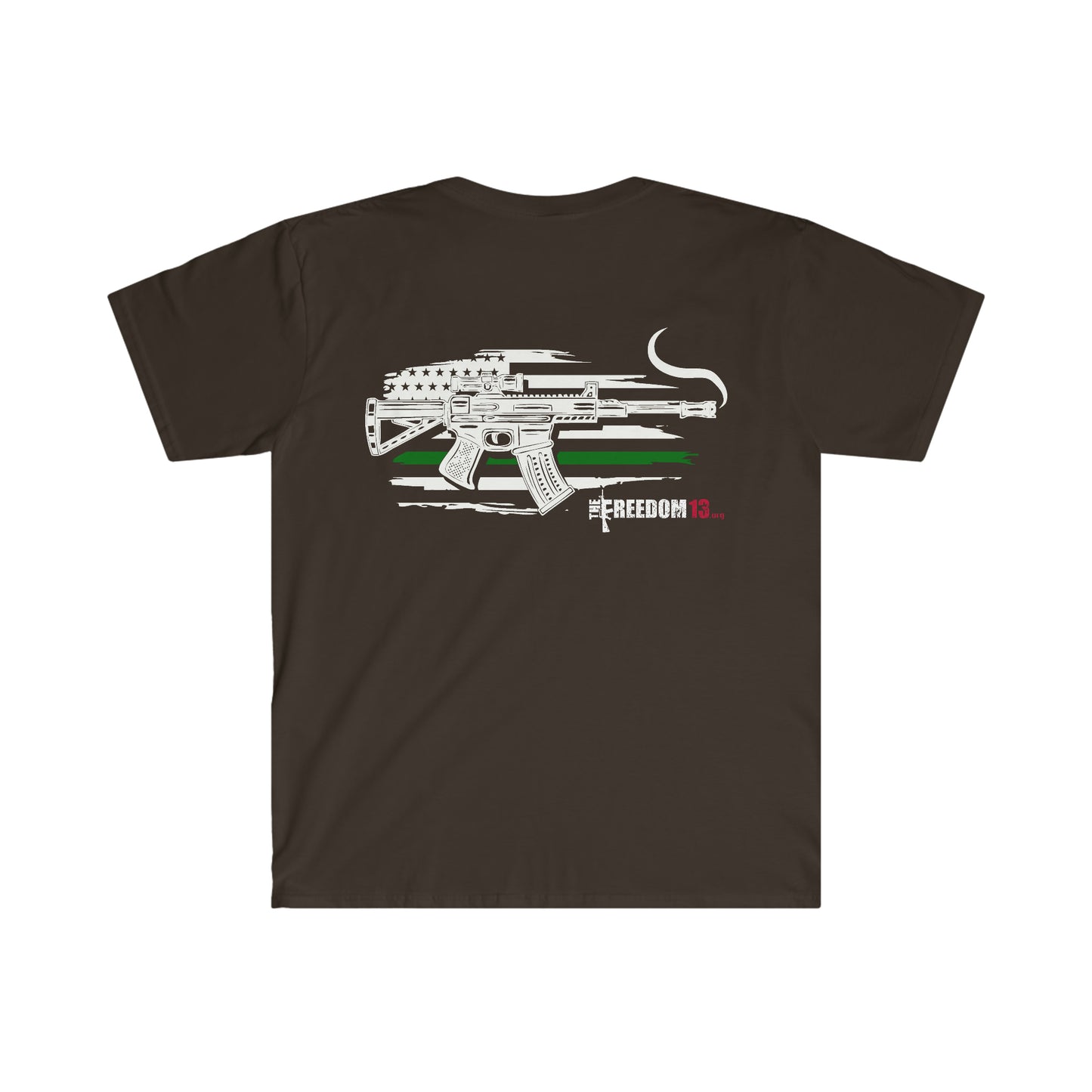 Unisex Softstyle T-Shirt Patriot Collection thin green line white on dark
