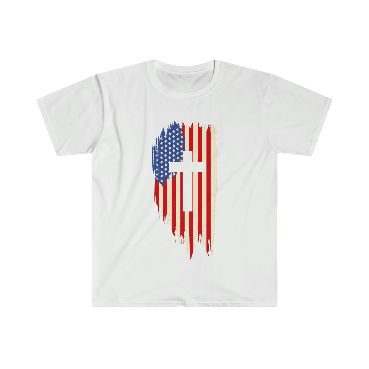 Unisex Softstyle T-Shirt Patriot Collection flag cross light