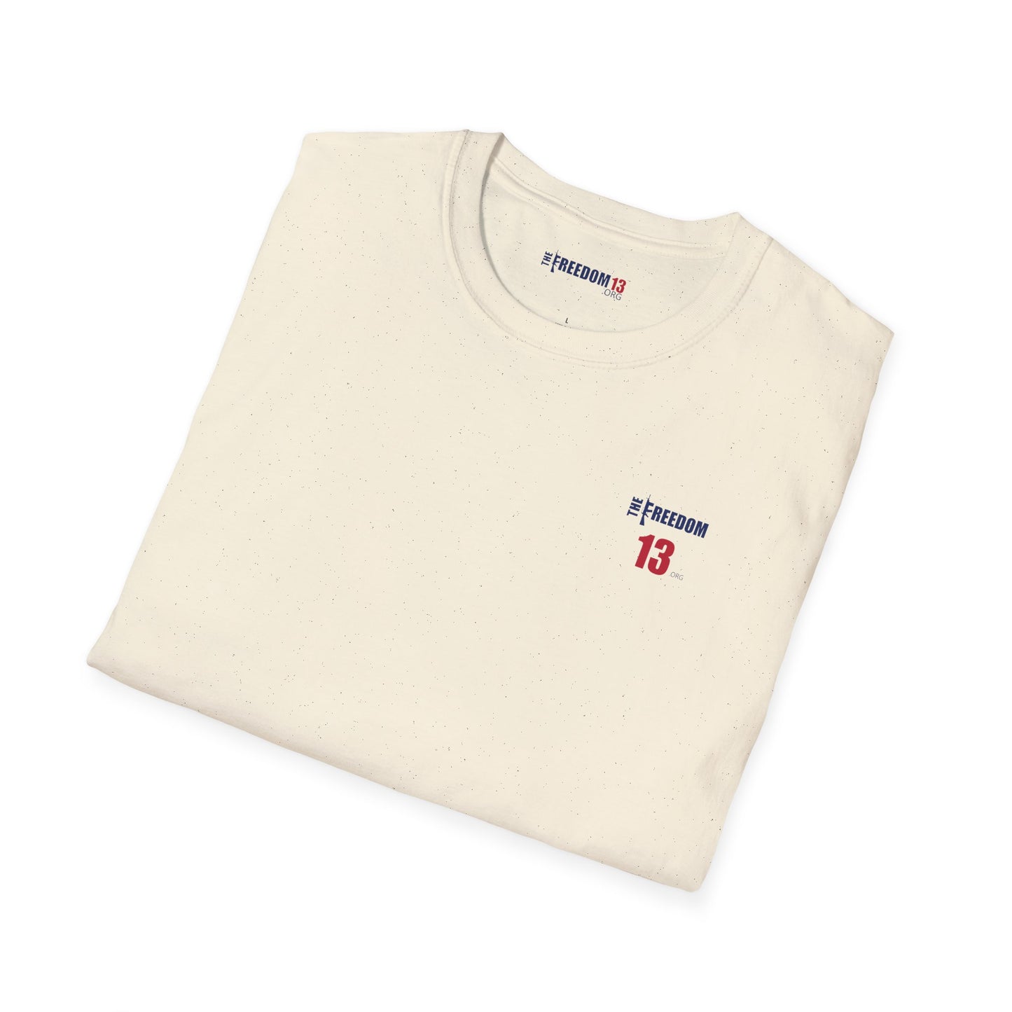 Smaller logo Unisex Freedom Graphic Tee, Softstyle Casual Shirt for Everyday Wear, Perfect for Independence Day, Fundraising Events, or Casual Outings