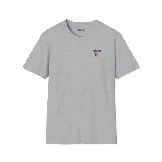 Smaller logo Unisex Freedom Graphic Tee, Softstyle Casual Shirt for Everyday Wear, Perfect for Independence Day, Fundraising Events, or Casual Outings