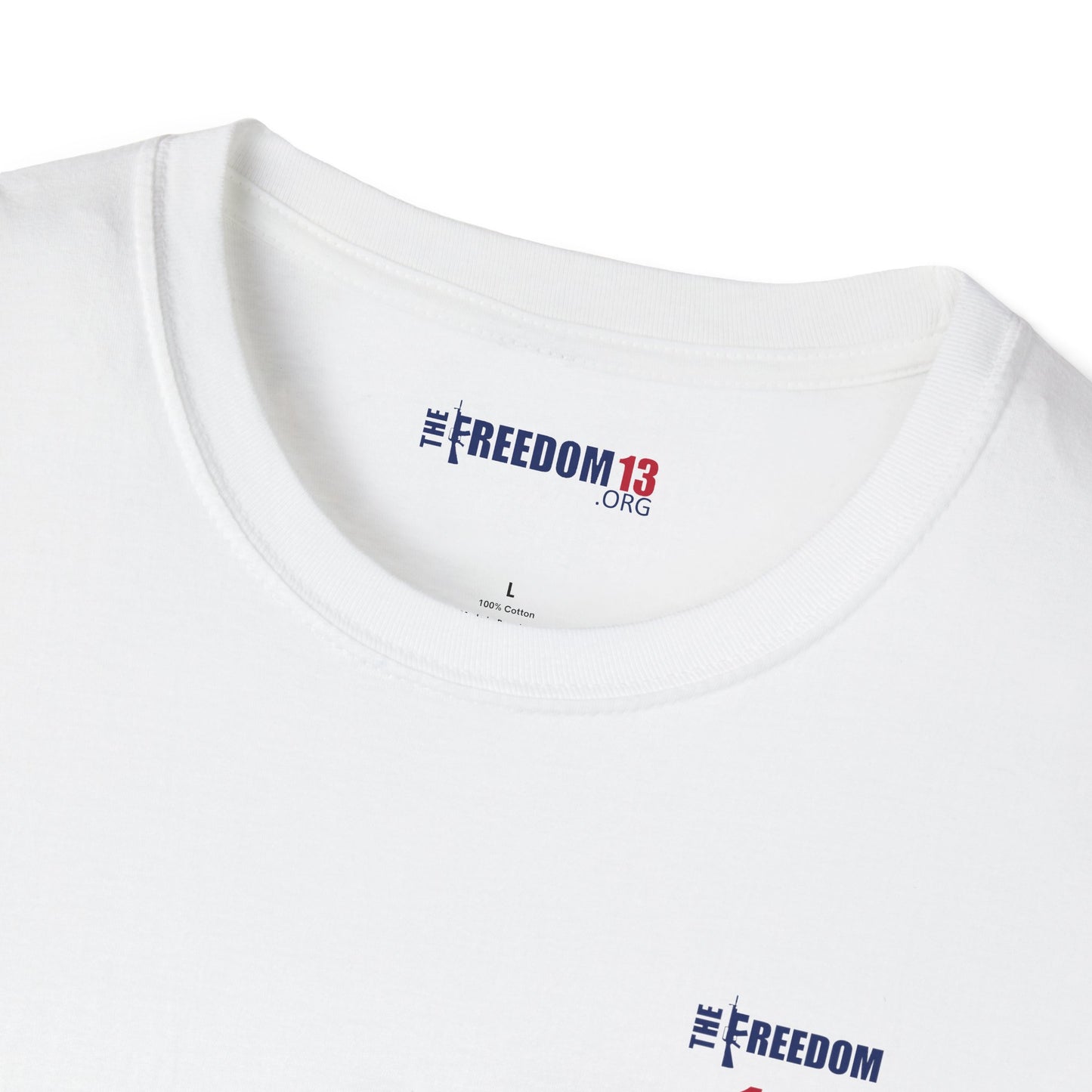 Smaller logo Unisex Freedom Graphic Tee, Softstyle Casual Shirt for Everyday Wear, Perfect for Independence Day, Fundraising Events, or Casual Outings