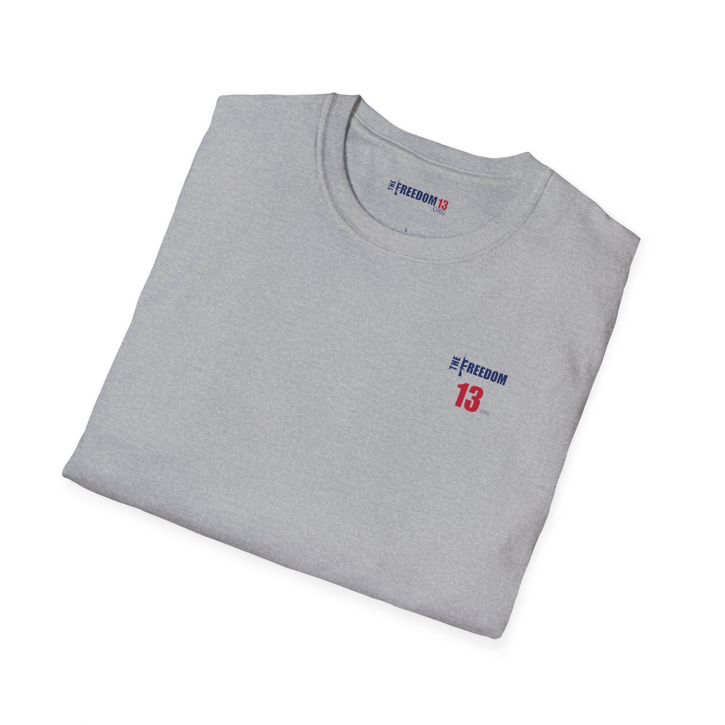 Smaller logo Unisex Freedom Graphic Tee, Softstyle Casual Shirt for Everyday Wear, Perfect for Independence Day, Fundraising Events, or Casual Outings
