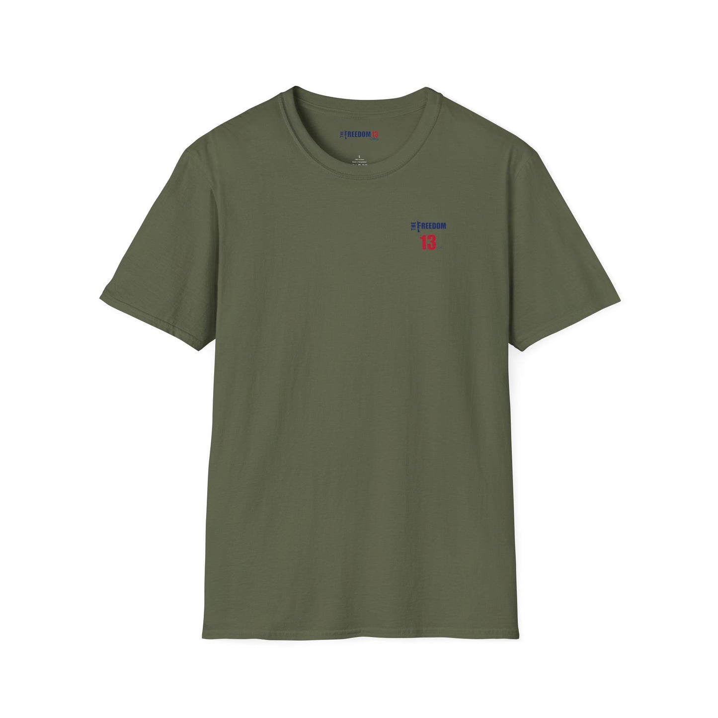 Smaller logo Unisex Freedom Graphic Tee, Softstyle Casual Shirt for Everyday Wear, Perfect for Independence Day, Fundraising Events, or Casual Outings