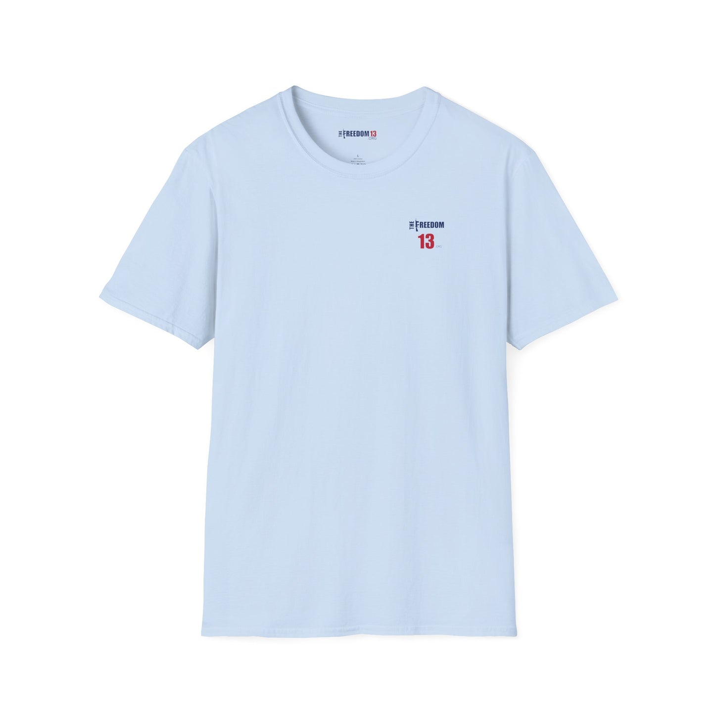 Smaller logo Unisex Freedom Graphic Tee, Softstyle Casual Shirt for Everyday Wear, Perfect for Independence Day, Fundraising Events, or Casual Outings