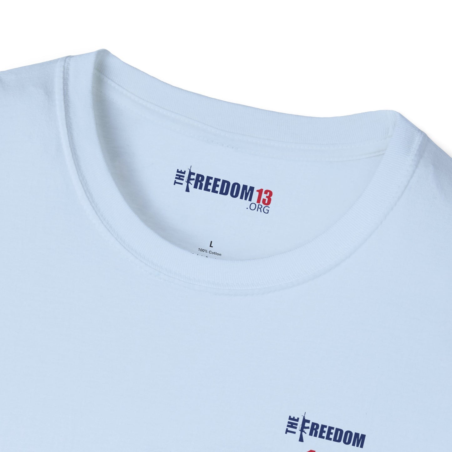 Smaller logo Unisex Freedom Graphic Tee, Softstyle Casual Shirt for Everyday Wear, Perfect for Independence Day, Fundraising Events, or Casual Outings