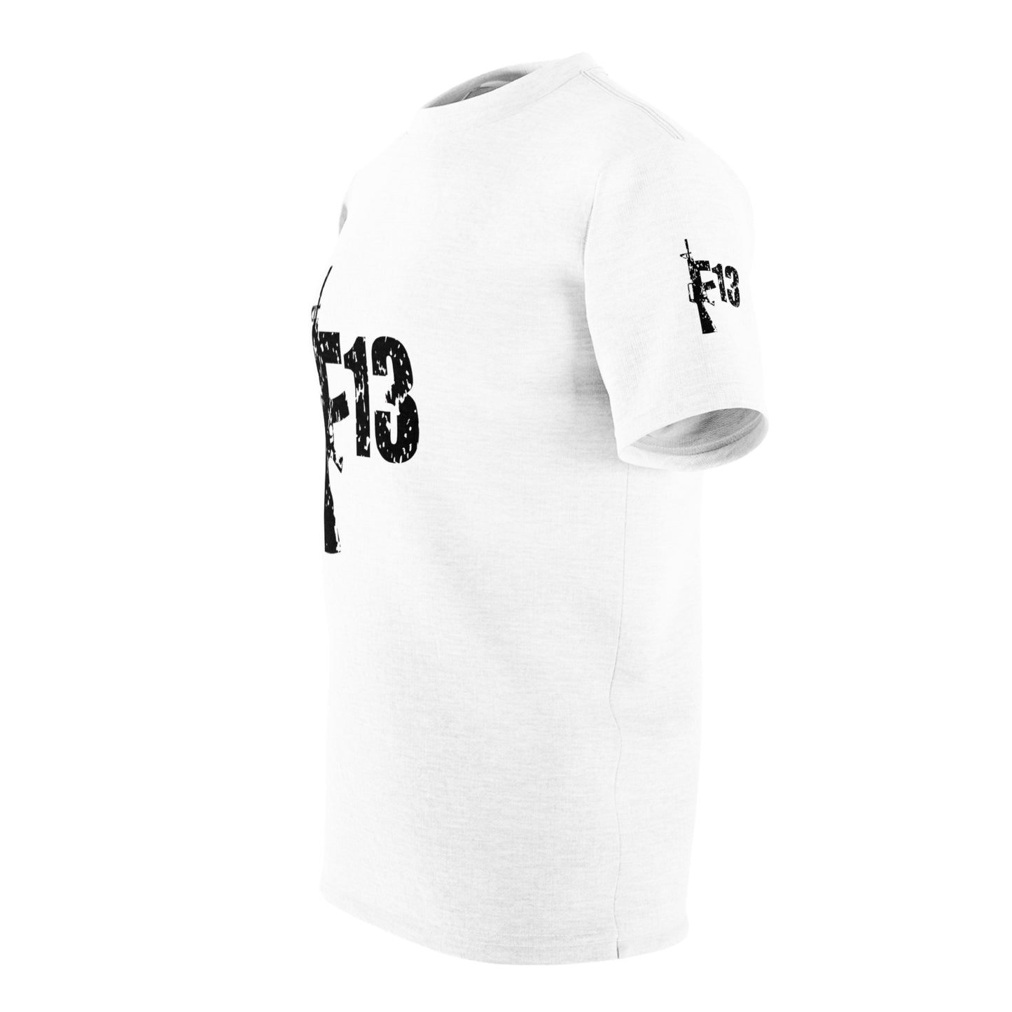 Unisex Cut & Sew Tee (AOP) F13 w flag and rifles on white