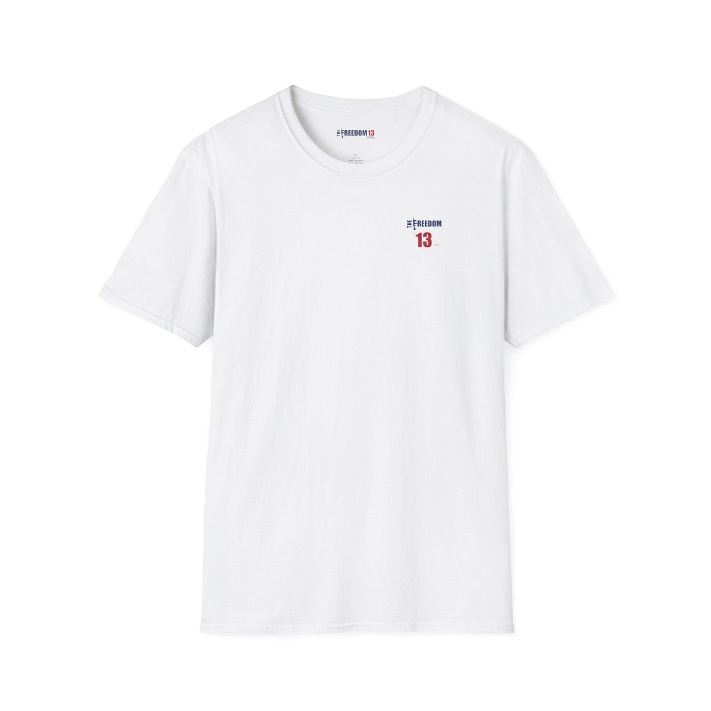 Smaller logo Unisex Freedom Graphic Tee, Softstyle Casual Shirt for Everyday Wear, Perfect for Independence Day, Fundraising Events, or Casual Outings