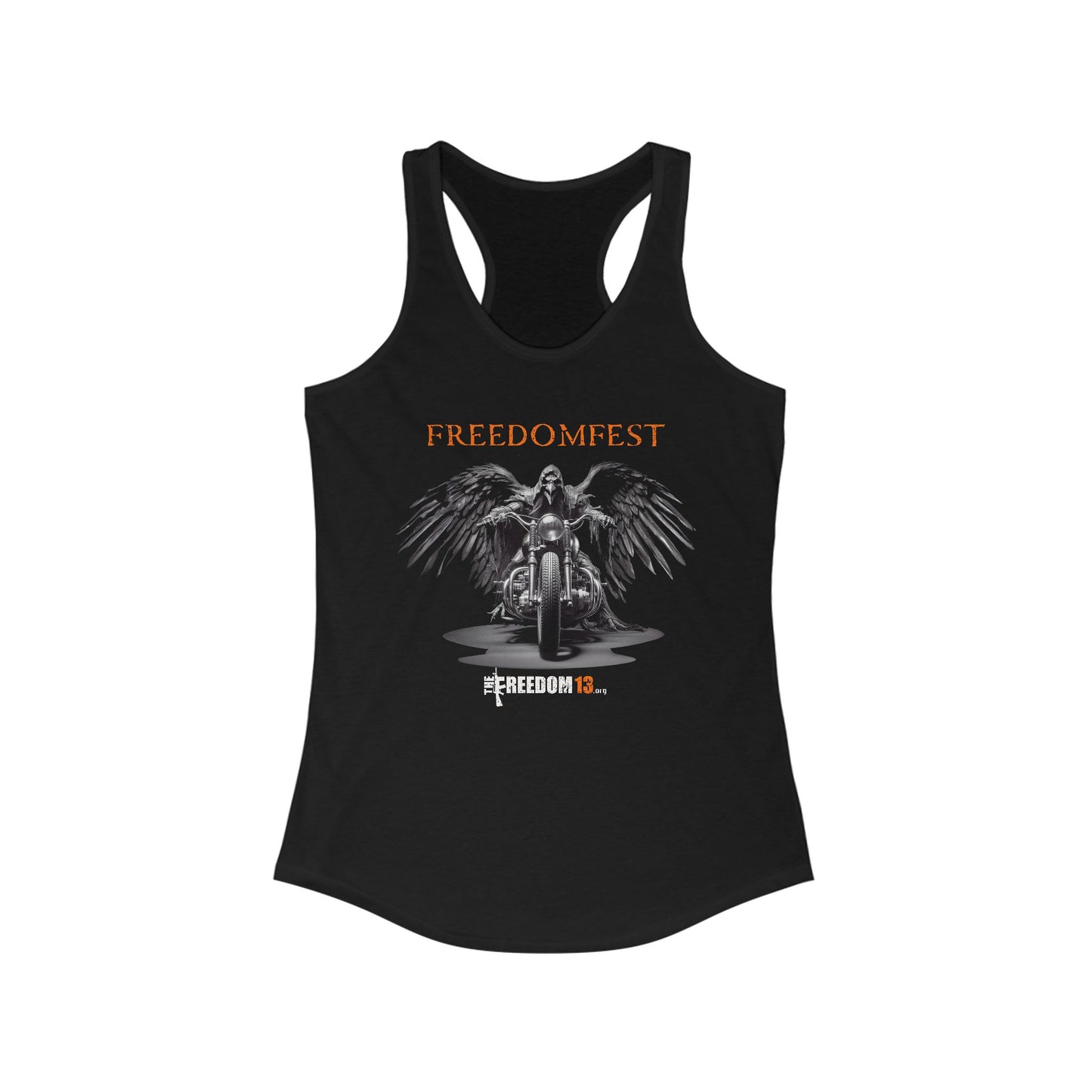 Freedomfest Women's Racerback Motorcycle Tank Top, Biker Tank, Perfect for Rides and Casual Outings, Gift for Bikers & athletes