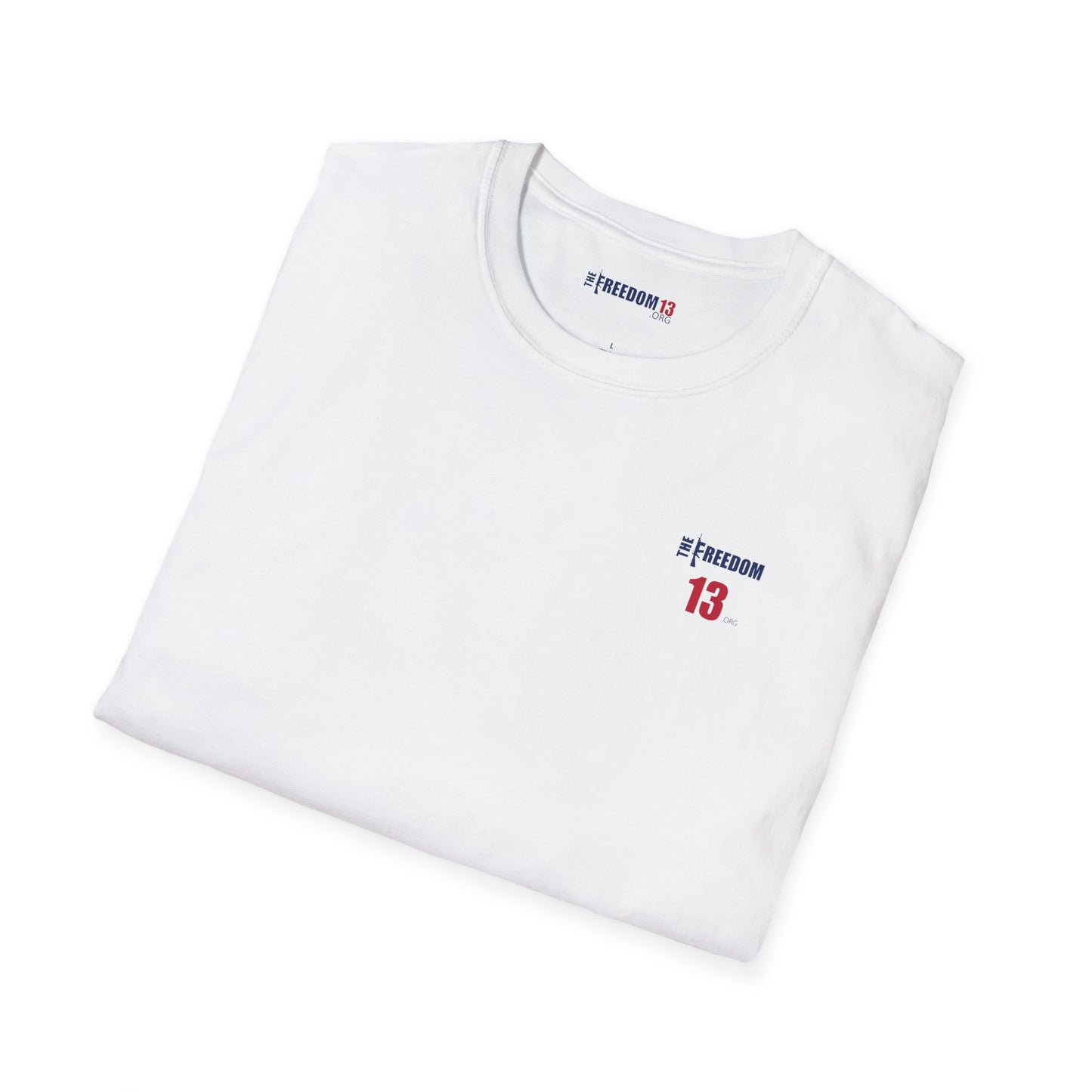 Smaller logo Unisex Freedom Graphic Tee, Softstyle Casual Shirt for Everyday Wear, Perfect for Independence Day, Fundraising Events, or Casual Outings
