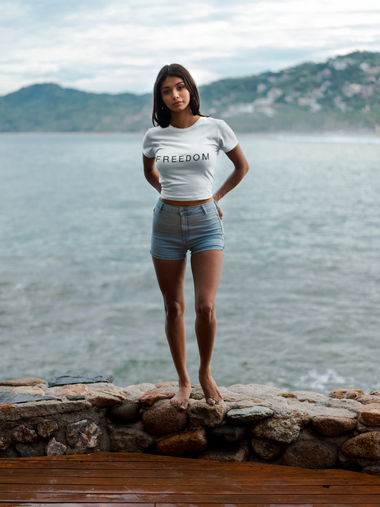 Patriotic Freedom Crop Tee | Stylish Women’s Top for Memorial Day, 4th of July, Casual Wear, Gift Ideas