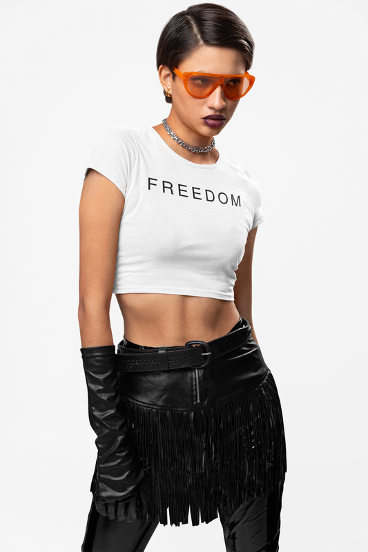 Patriotic Freedom Crop Tee | Stylish Women’s Top for Memorial Day, 4th of July, Casual Wear, Gift Ideas