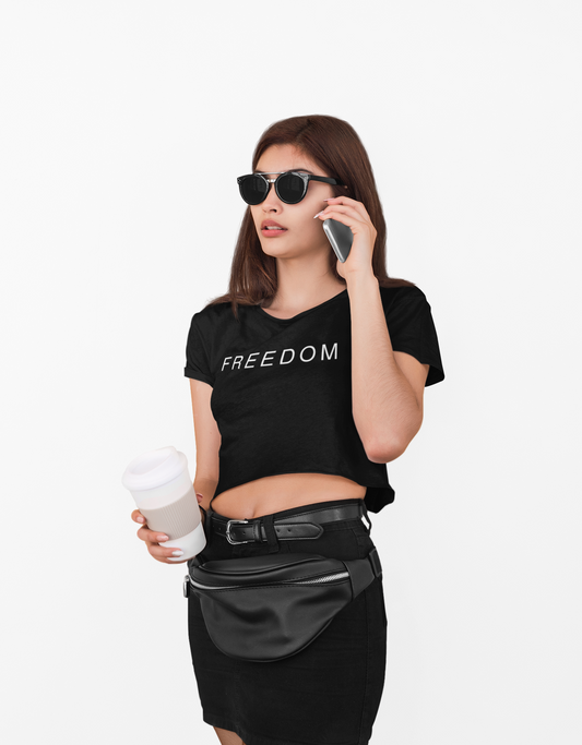 Dark Patriotic Freedom Crop Tee | Stylish Women’s Top for Memorial Day, 4th of July, Casual Wear, Gift Ideas