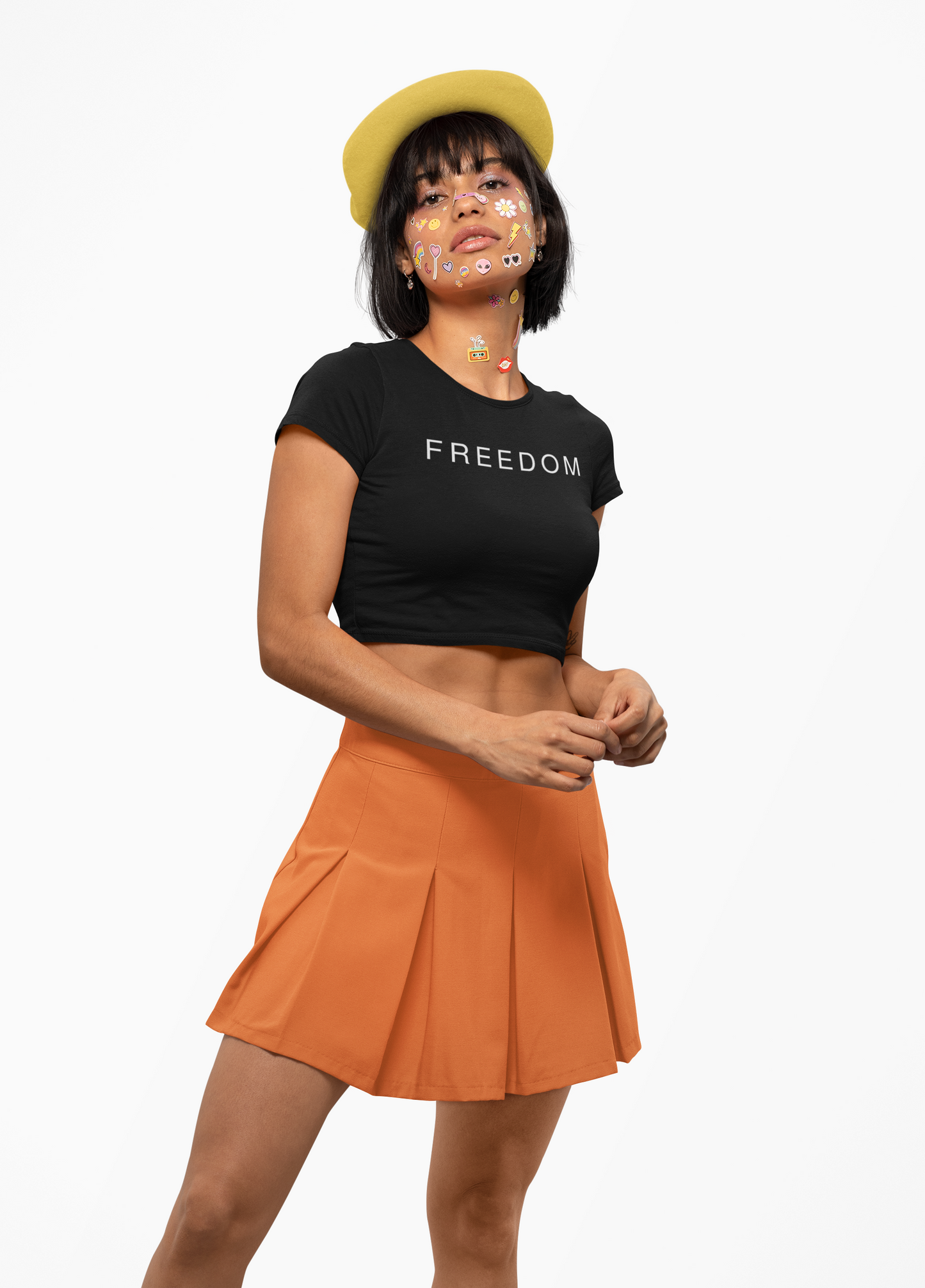 Dark Patriotic Freedom Crop Tee | Stylish Women’s Top for Memorial Day, 4th of July, Casual Wear, Gift Ideas