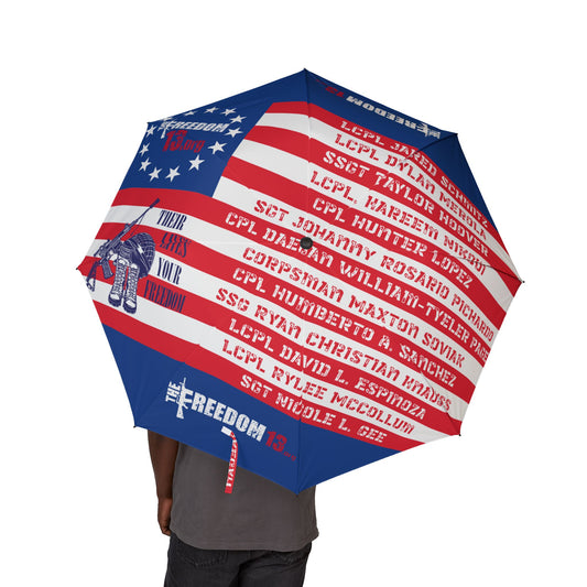 4ft Patriotic Foldable Umbrella - Freedom Design, American Flag, Gift for Veterans, Outdoor Gear, Rain or Shine Accessory, Memorial Day