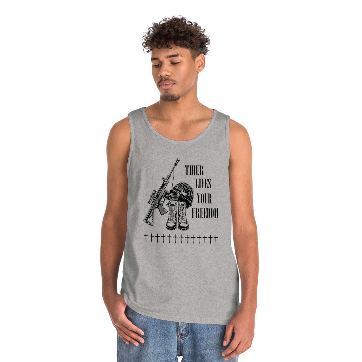 Unisex Heavy Cotton Tank Top Their Lives your Freedom blank font