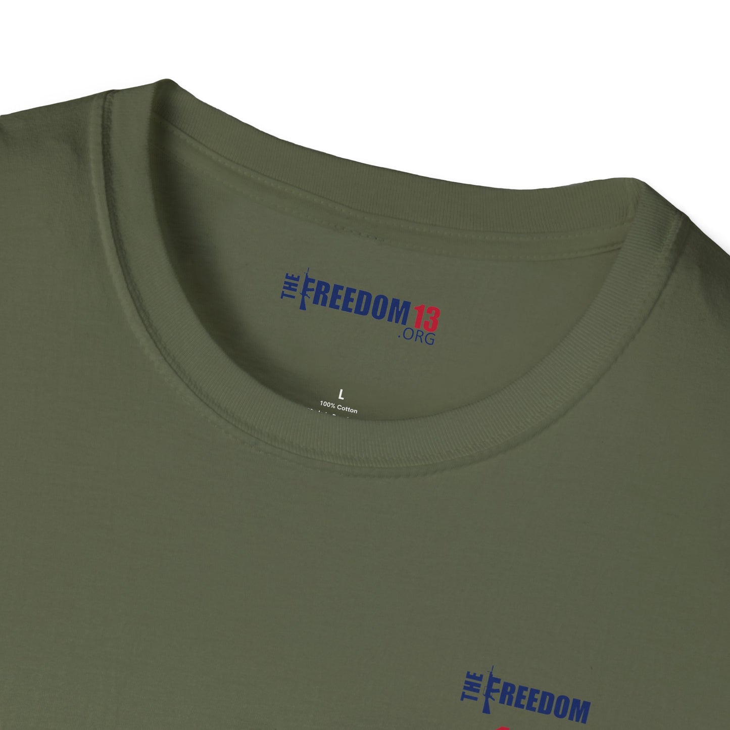 Smaller logo Unisex Freedom Graphic Tee, Softstyle Casual Shirt for Everyday Wear, Perfect for Independence Day, Fundraising Events, or Casual Outings